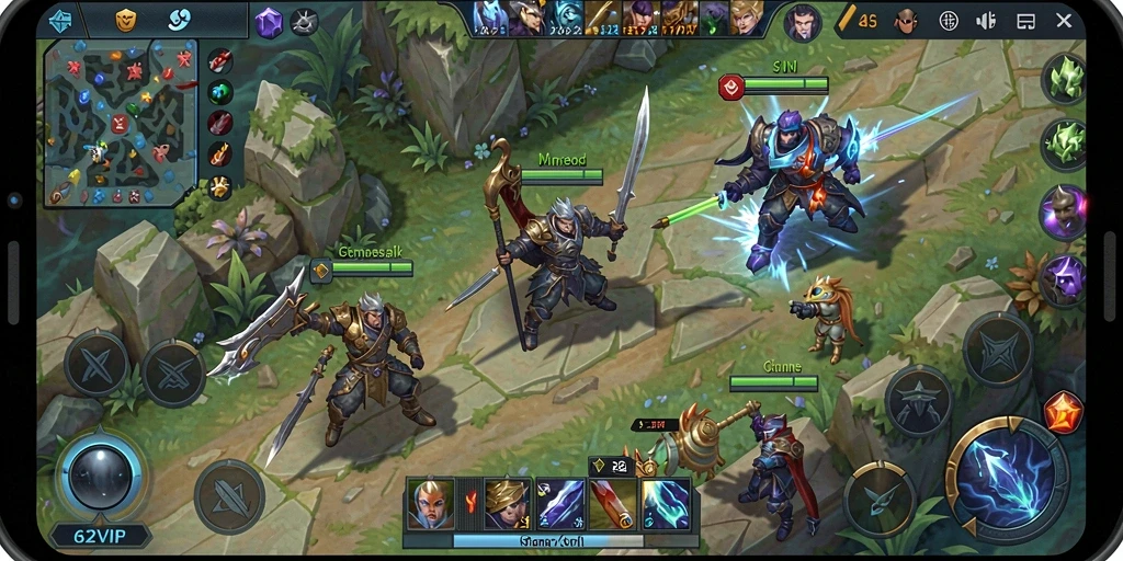 Tampilan gameplay seru dan strategi dalam 62VIP