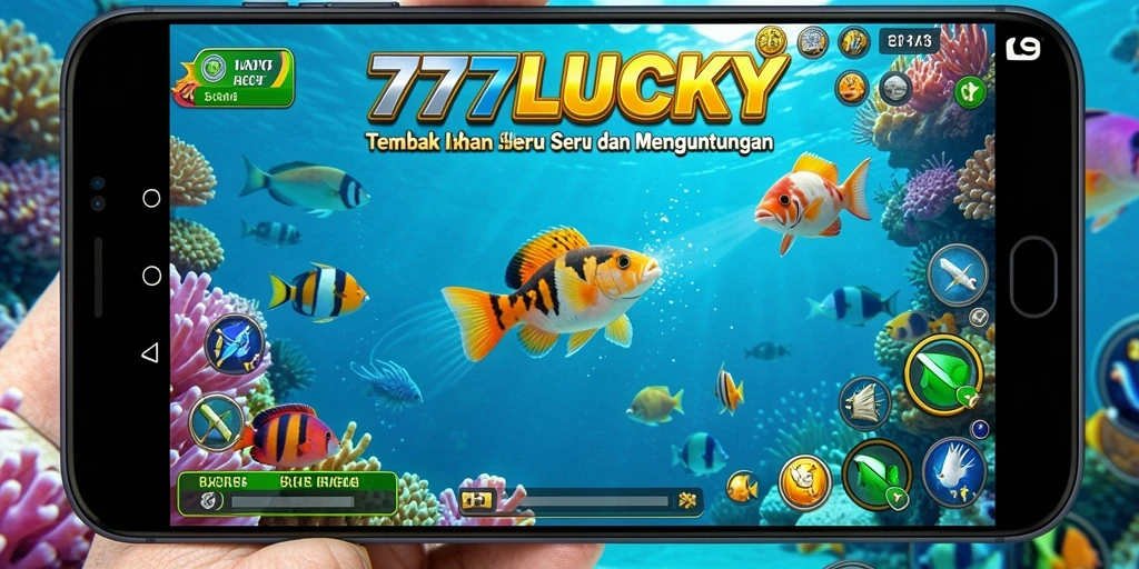 Tampilan gameplay 777LUCKY dengan aksi menembak ikan yang seru.