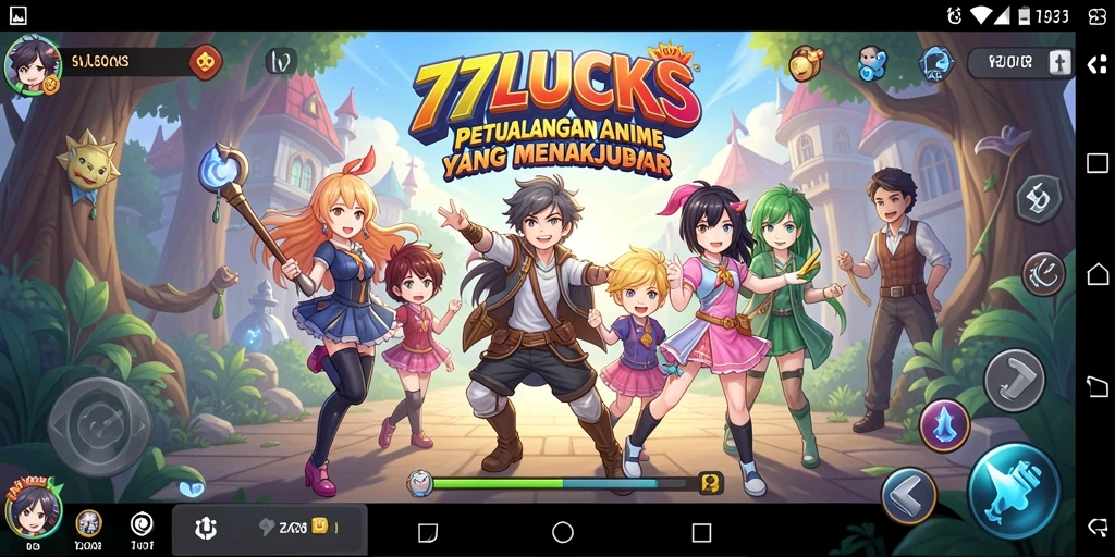 Tampilan gameplay yang memukau di 77LUCKS dengan karakter Anime.