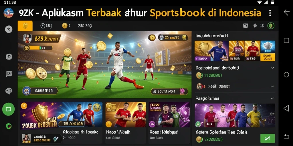 Tangkapan layar utama 9ZK menampilkan fitur taruhan olahraga secara langsung.