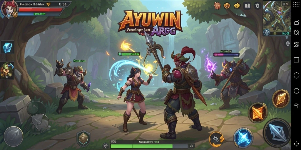Tangkapan layar gameplay AYUWIN menampilkan aksi seru dalam pertarungan ARPG.