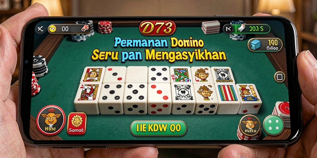 Tampilan gameplay seru dari D73 saat bermain Domino dengan teman.