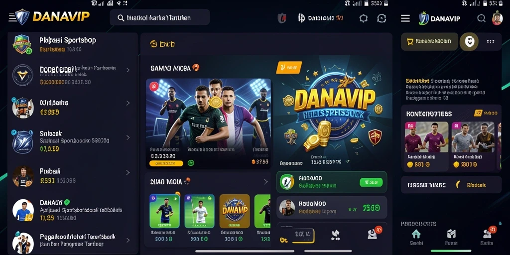 Screenshot utama DANAVIP menampilkan antarmuka taruhan yang menarik.