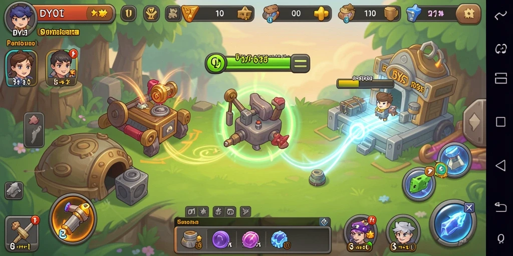 Tampilan gameplay DY01 dengan karakter yang berkembang.