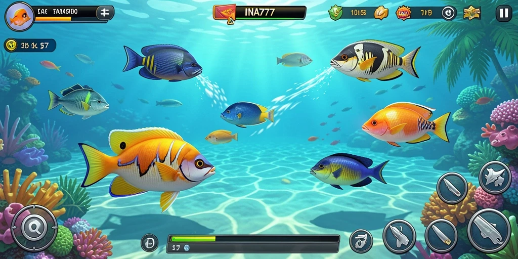 Tangkapan layar gameplay Tembak Ikan yang seru dan penuh warna.