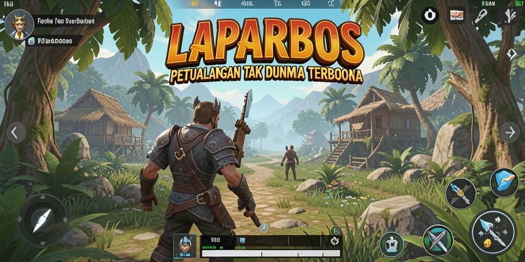 Screenshot gameplay Open World LAPARBOS dengan pemandangan yang menakjubkan.