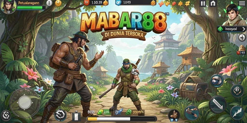 Screenshot yang menampilkan gameplay MABAR88 dalam dunia terbuka yang luas.