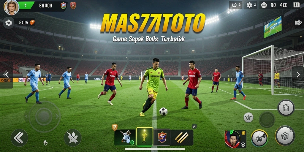 Screenshot gameplay <strong>MAS77TOTO</strong> menampilkan suasana pertandingan sepak bola yang mendebarkan.