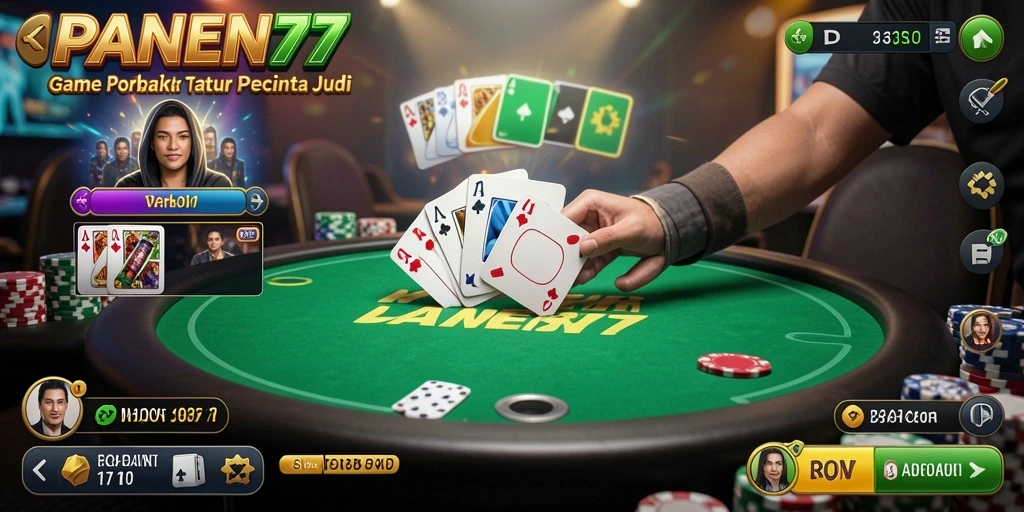 Tangkapan layar PANEN77 menampilkan gameplay poker yang mendebarkan.