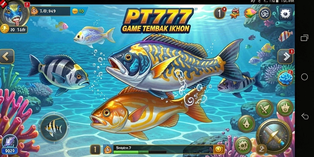 Tampilan gameplay PT777 menembak ikan yang seru.