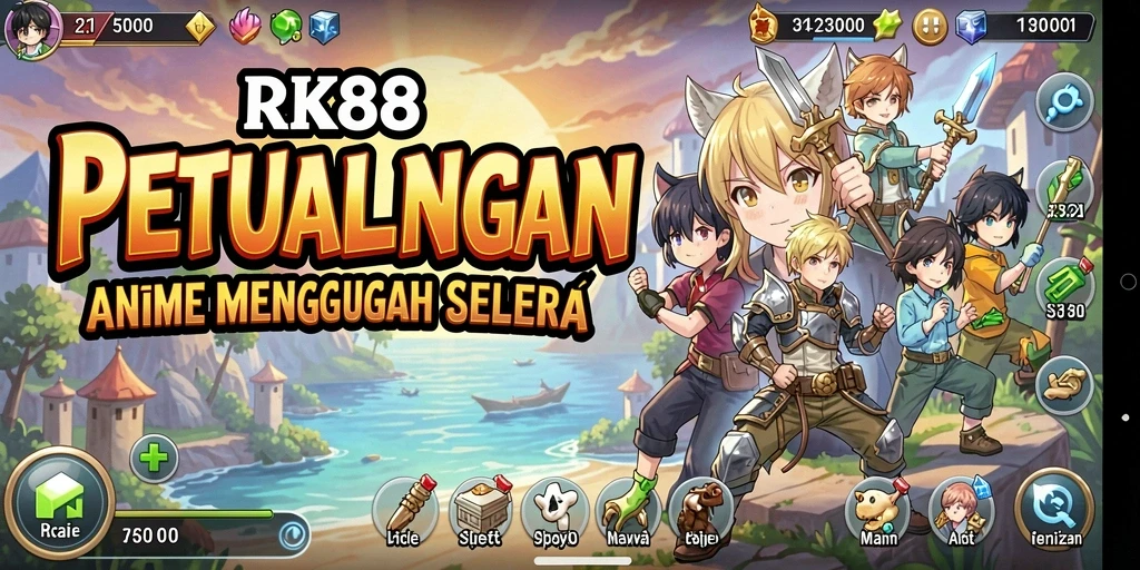 Screenshot gameplay RK88 menampilkan karakter anime yang sedang beraksi.