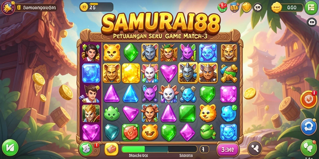 Tampilan Gameplay SAMURAI88, seru dan penuh warna dalam aksi Match-3.