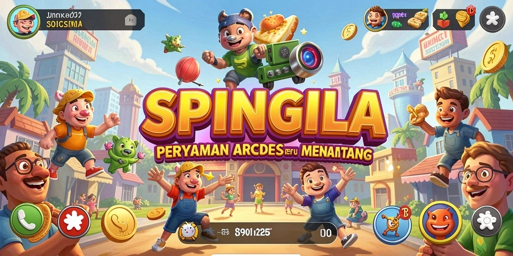 Tampilan gameplay SPINGILA dengan rintangan yang penuh warna dan menantang.