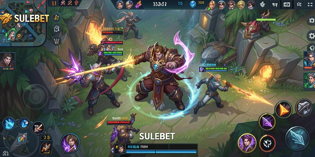 Gameplay seru dari SULEBET yang menampilkan pertarungan MOBA.