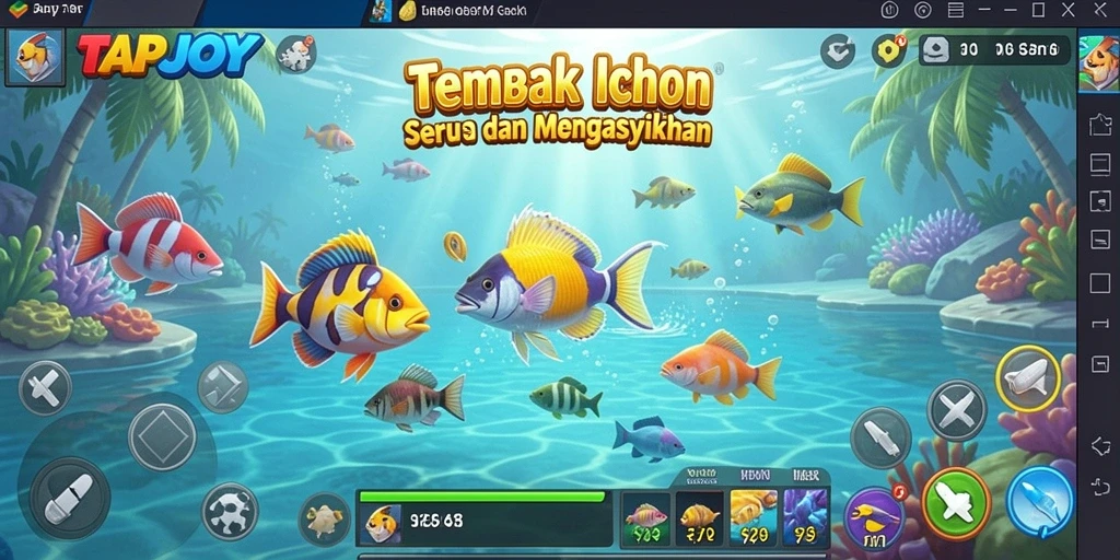Tampilan gameplay seru saat menembak ikan di TAPJOY.