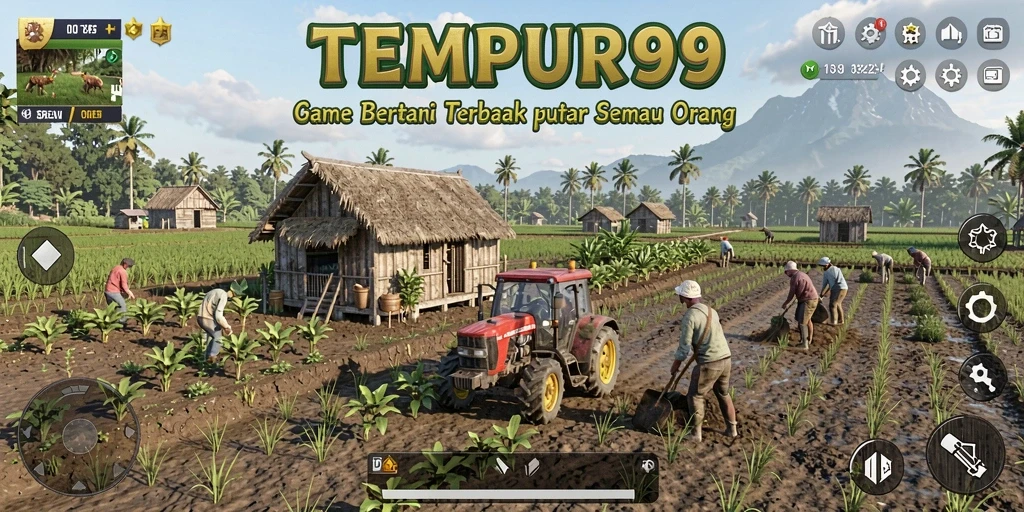 Screenshot gameplay menampilkan aktivitas bertani dalam TEMPUR99.