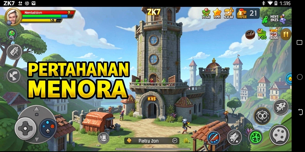 Screenshot utama ZK7 menunjukkan aksi mendebarkan gameplay Tower Defense.