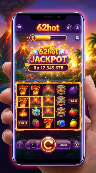 Tampilan utama aplikasi 62hot dengan berbagai kategori.